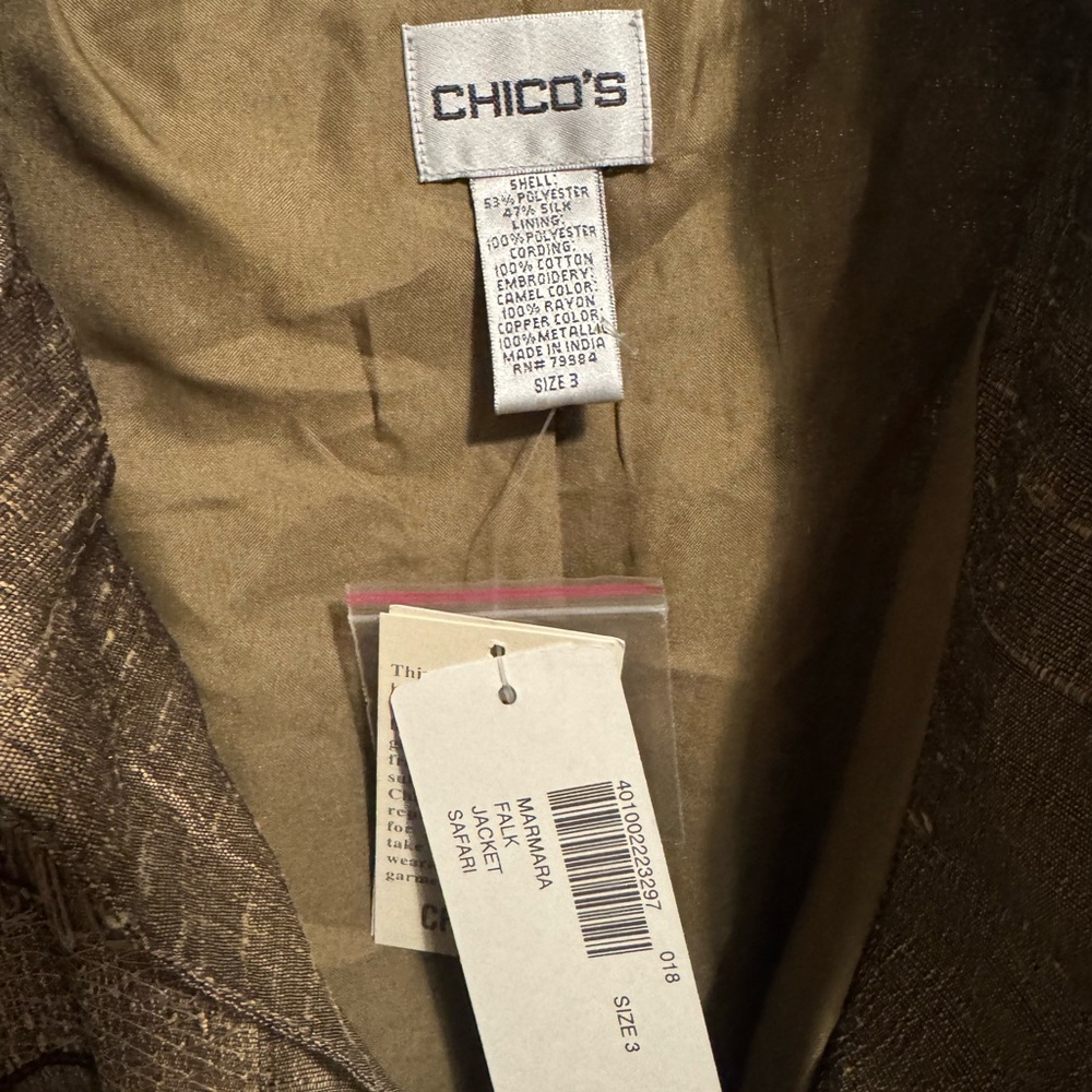 Chico's Elegant Brown Patterned Jacket NWT - image 4